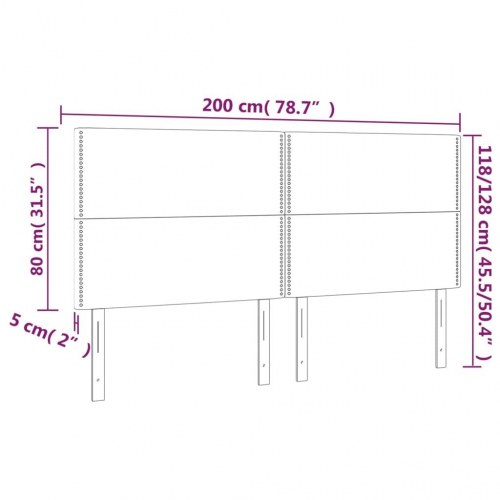 Sengegavl med LED-lys 200 × 5 × 118/128 cm - stof, sort