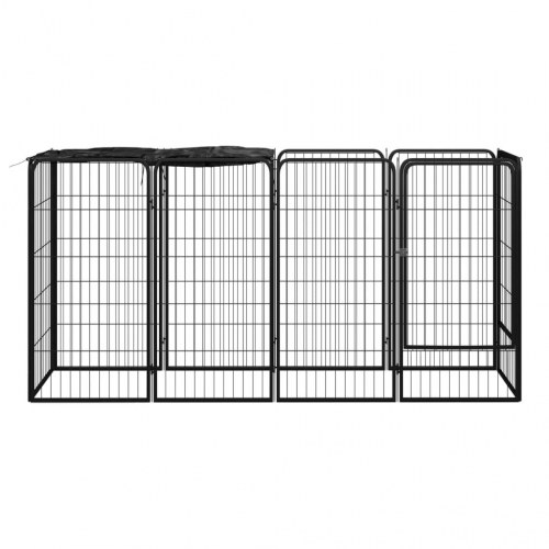 10-panels hundegård 50x100 cm pulverlakeret stål sort