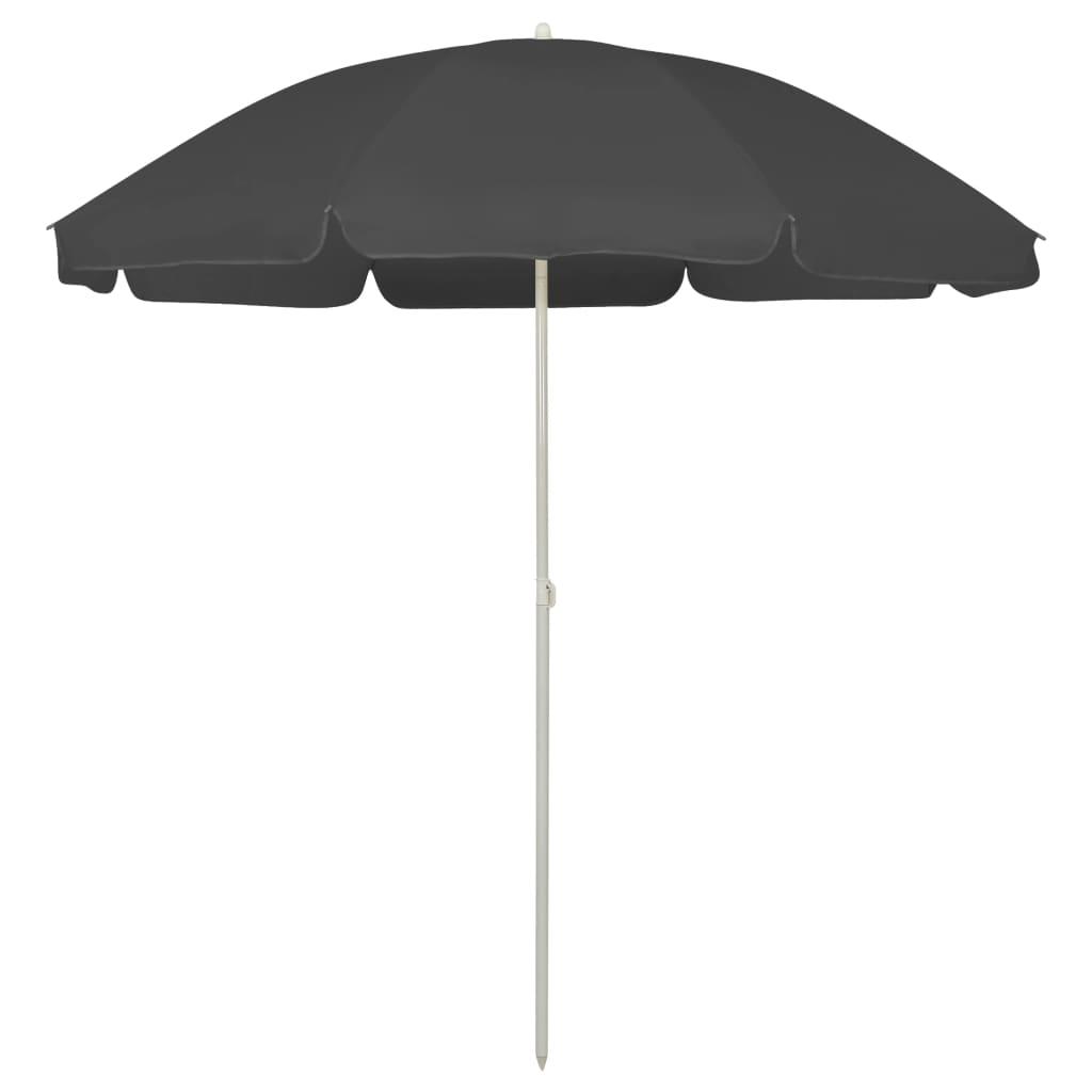 Strandparasol 240 cm antracitgrå