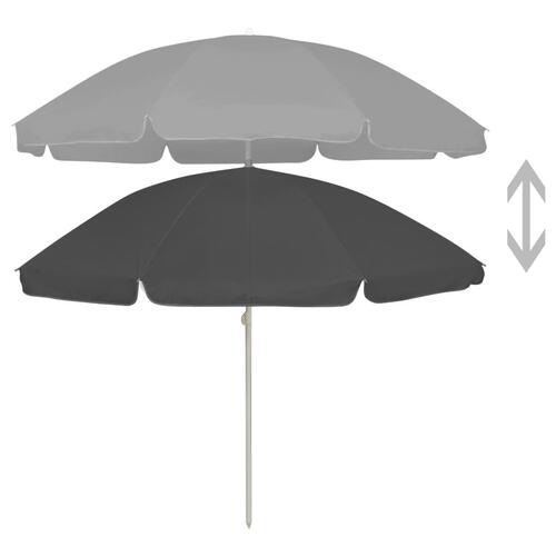 Strandparasol 240 cm antracitgrå