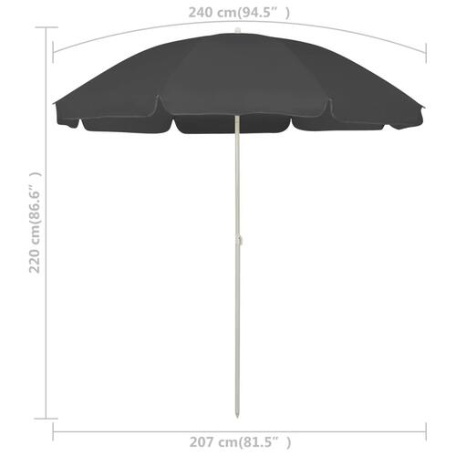 Strandparasol 240 cm antracitgrå