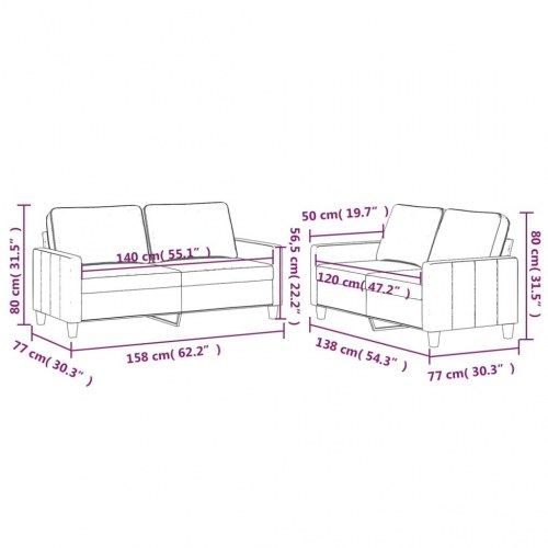 Sofasæt i velour - 2-personers + 2-personers, vinrød