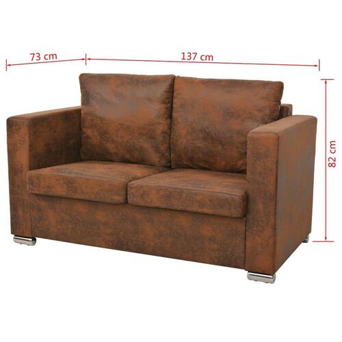 2-personers sofa 137 x 73 x 82 cm kunstigt ruskindslæder