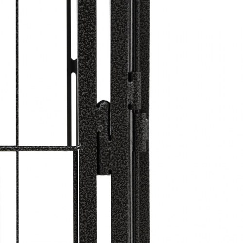 Hundegård med 32 paneler - 50 × 100 cm, pulverlakeret stål, sort