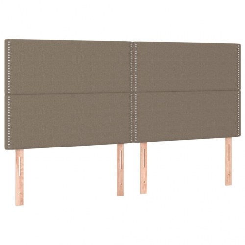 Sengegavl med LED-lys 200×5×118/128 cm - stof, gråbrun