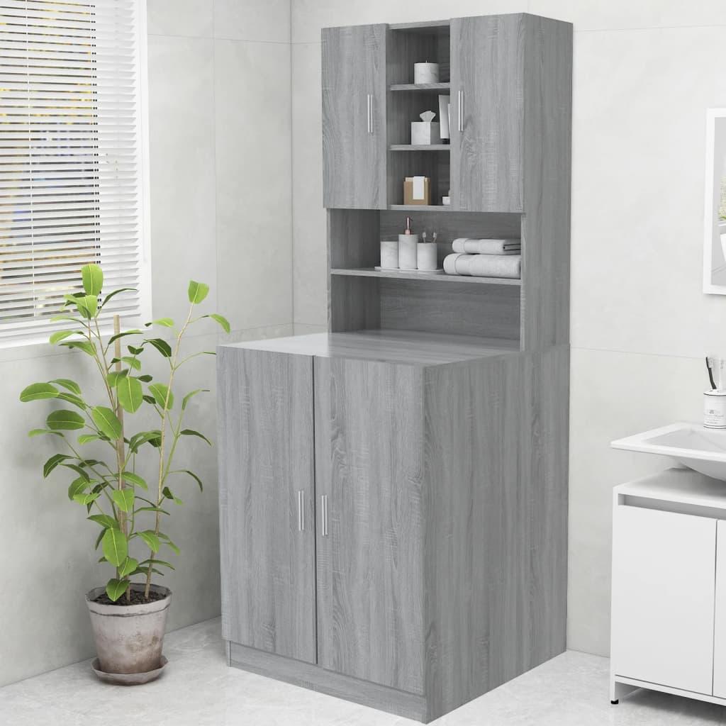 vidaXL vaskemaskineskab 70,5x25,5x90 cm grå sonoma-eg