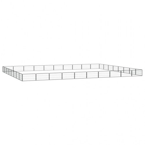 36-panels hundegård 100 × 50 cm - pulverlakeret stål, sort