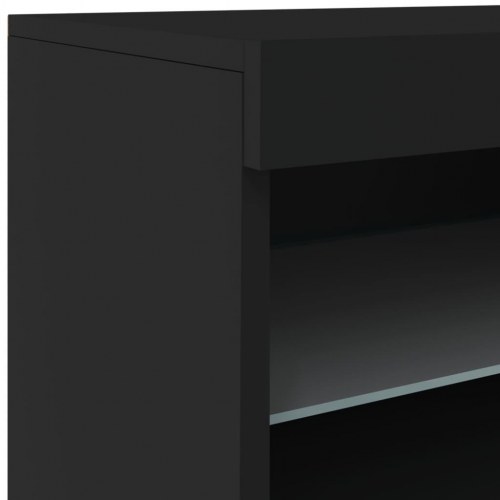 Skænk med LED-lys 142,5x37x67 cm sort
