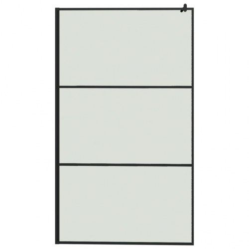 Brusevæg med hylde 115x195 cm sikkerhedsglas og aluminium sort