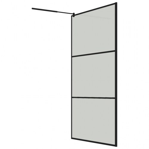 Brusevæg med hylde 115x195 cm sikkerhedsglas og aluminium sort
