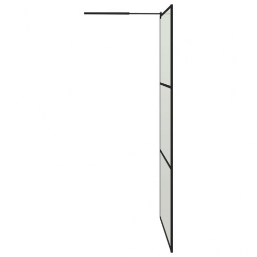 Brusevæg med hylde 115x195 cm sikkerhedsglas og aluminium sort
