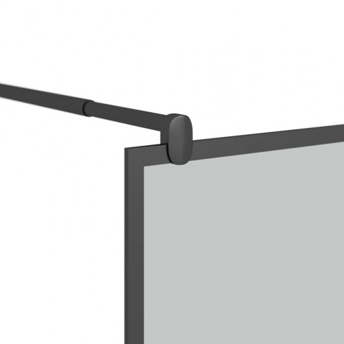 Brusevæg med hylde 115x195 cm sikkerhedsglas og aluminium sort