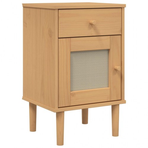 Sengebord SENJA med rattanlook - brun