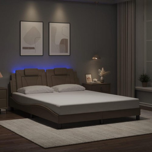 Sengeramme Viana med LED uden madras 160 x 200 cm - cappuccino
