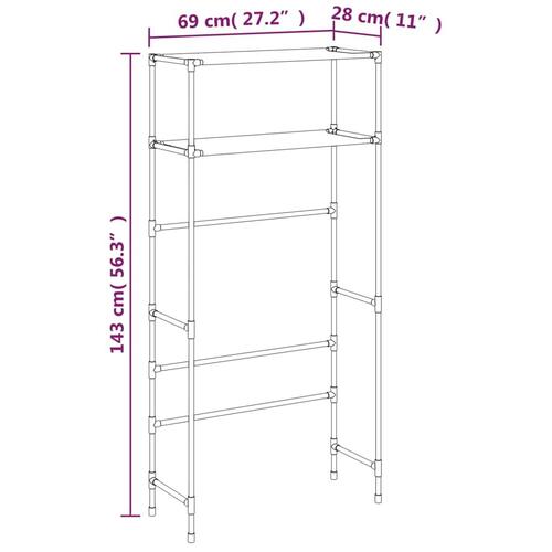Opbevaringsstativ med 2 hylder 69x28x143 cm jern grå