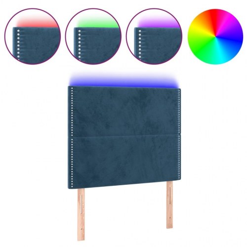 Sengegavl med LED-lys 80×5×118/128 cm - fløjl, mørkeblå