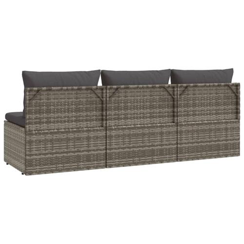 3-personers havesofa med hynder polyrattan grå
