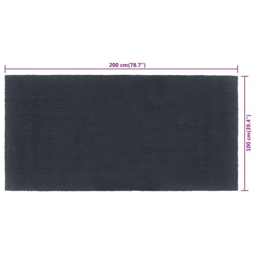 Dørmåtte 100×200 cm i tuftet coir - mørkegrå med skridsikker PVC-bagside