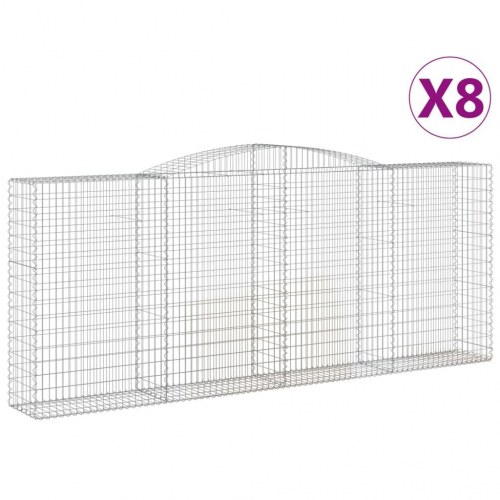 Buede gabionkurve - 8 stk. 400×50×160/180 cm i galvaniseret jern
