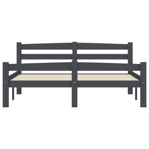 Sengeramme uden madras massivt fyrretræ 120x200 cm mørkegrå