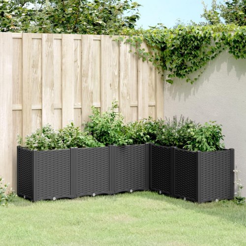 Plantekasse med 6 moduler 160 x 120 x 53 cm - sort