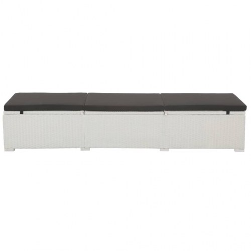 Liggestol med hynde i polyrattan - hvid/sort, justerbar