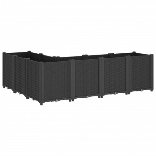 Plantekasse med 6 moduler 160 x 120 x 53 cm - sort