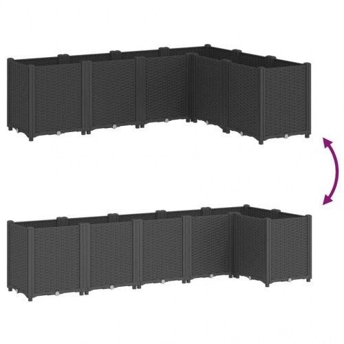 Plantekasse med 6 moduler 160 x 120 x 53 cm - sort