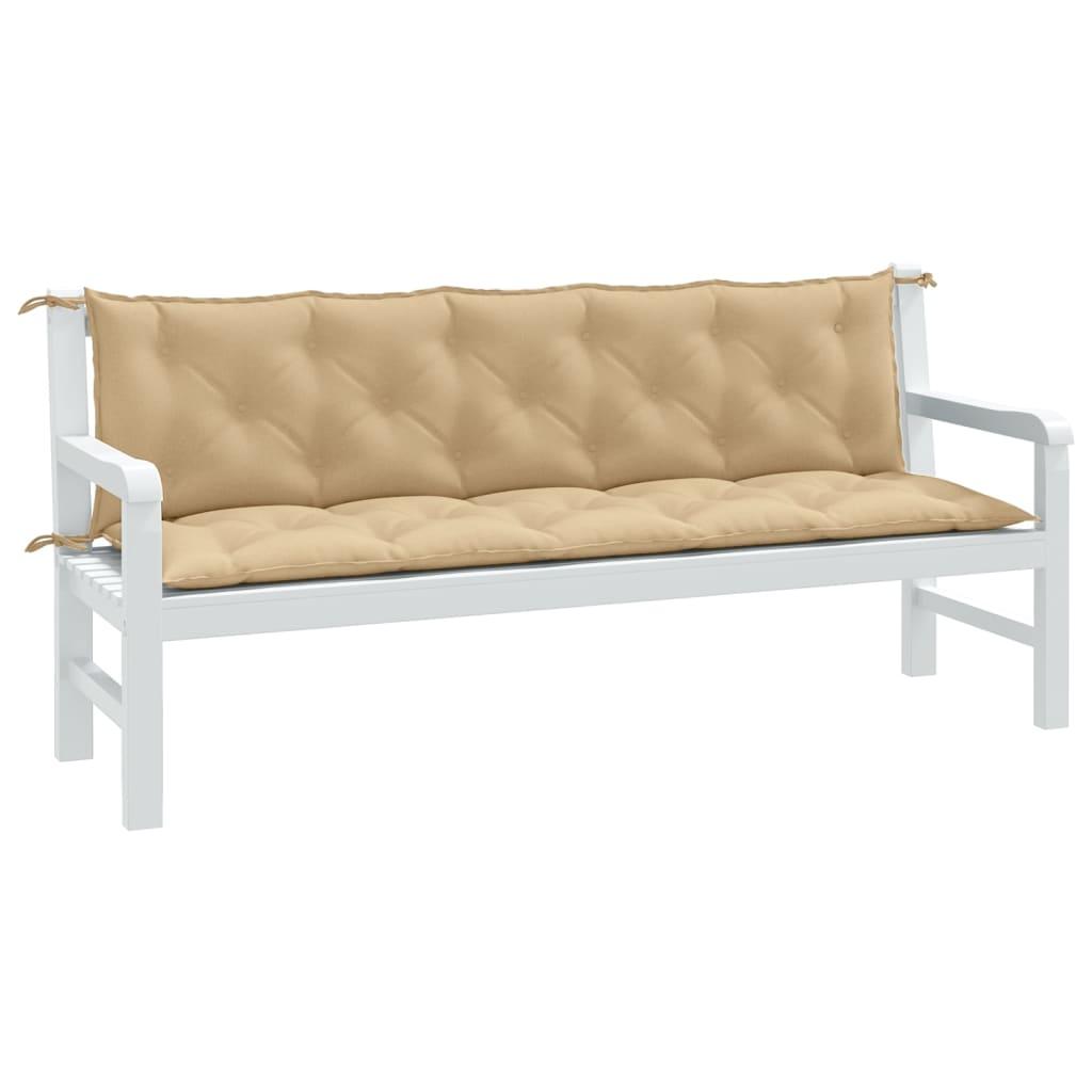 Hynder til havebænk 2 stk. 180x50x7 cm stof meleret beige billede