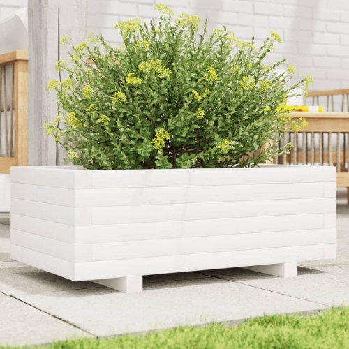 Plantekasse i massivt fyrretræ 70 x 40 x 26,5 cm - hvid