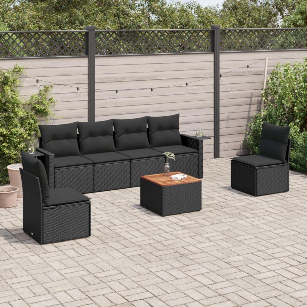 Sofasæt Til Haven 7 Dele Med Hynder Polyrattan - Sort