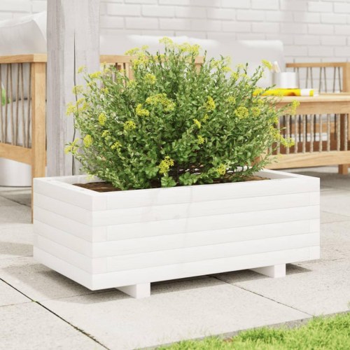 Plantekasse i massivt fyrretræ 70 x 40 x 26,5 cm - hvid