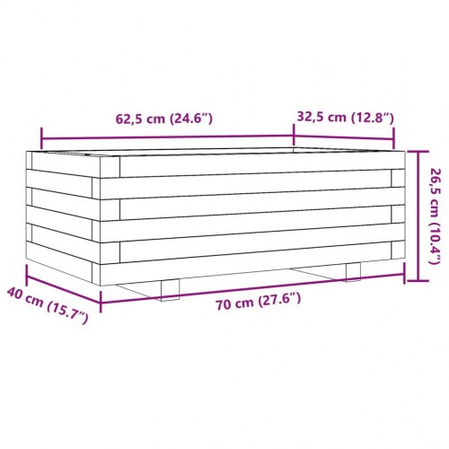 Plantekasse i massivt fyrretræ 70 x 40 x 26,5 cm - hvid