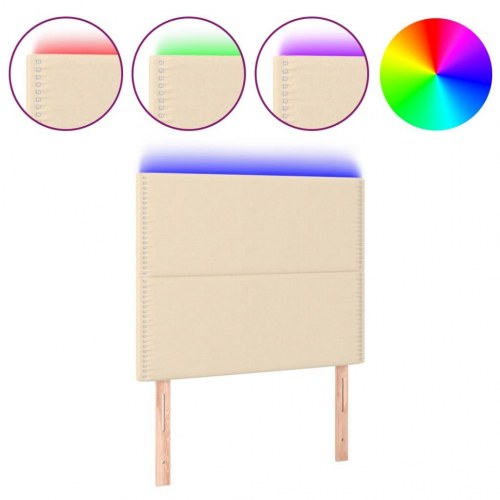 Sengegavl med LED-lys 80x5x118/128 cm stof cremefarvet