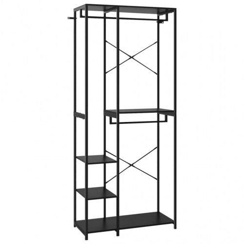 Tøjstativ 90x40x213 cm metal og spånplader sort
