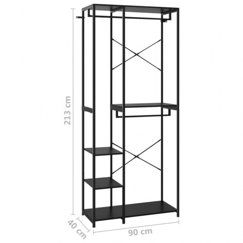 Tøjstativ 90x40x213 cm metal og spånplader sort