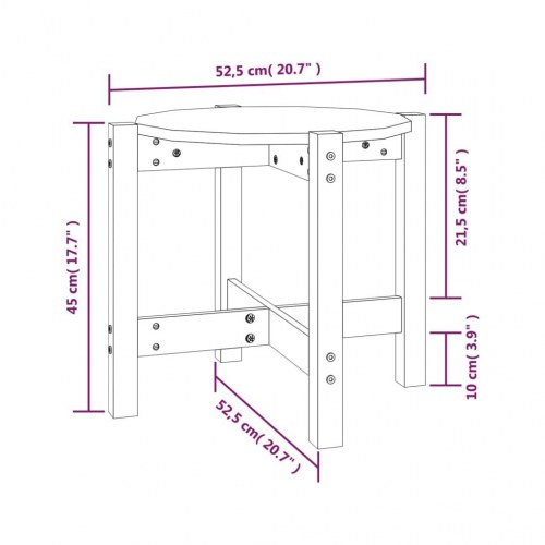 Sofabord Ø 52,5 × 45 cm i massivt fyrretræ - sort