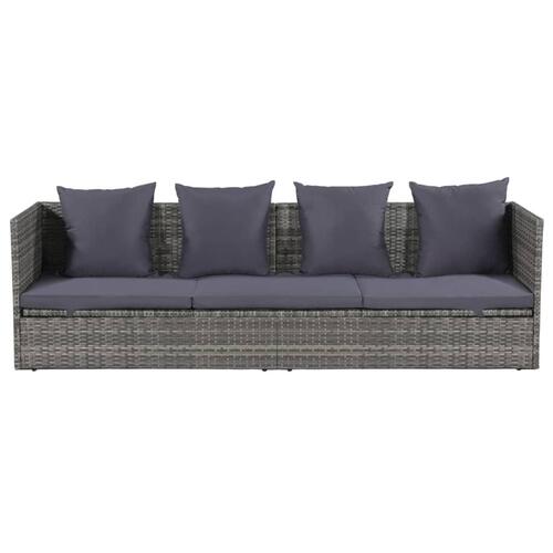 Havebord 200x60 cm polyrattan grå