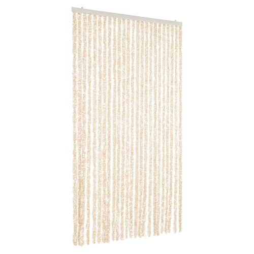 Flueforhæng 100x220 cm chenille beige og hvid