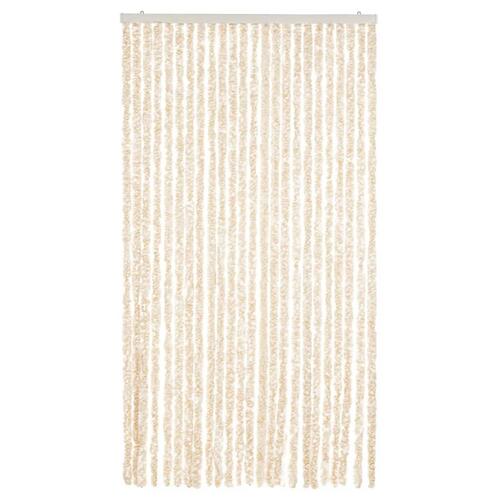 Flueforhæng 100x220 cm chenille beige og hvid