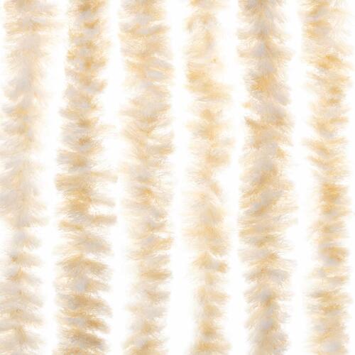 Flueforhæng 100x220 cm chenille beige og hvid
