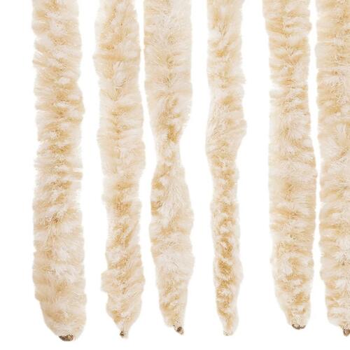Flueforhæng 100x220 cm chenille beige og hvid