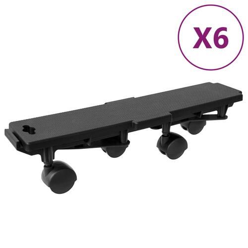 Møbelhunde 6 stk. med 4 hjul 170 kg polypropylen sort