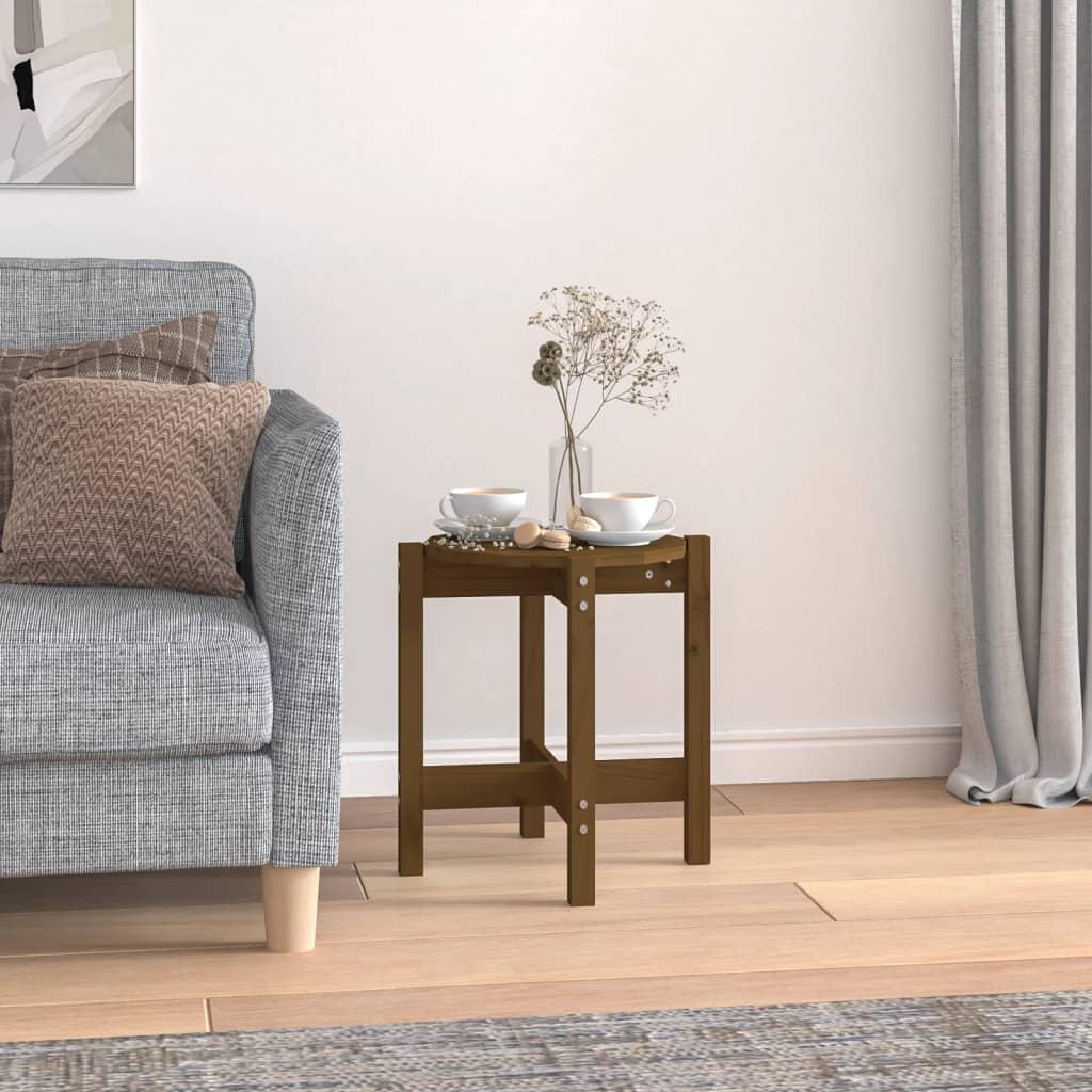 Sofabord Ø 42 5x45 Cm Massivt Fyrretræ Gyldenbrun