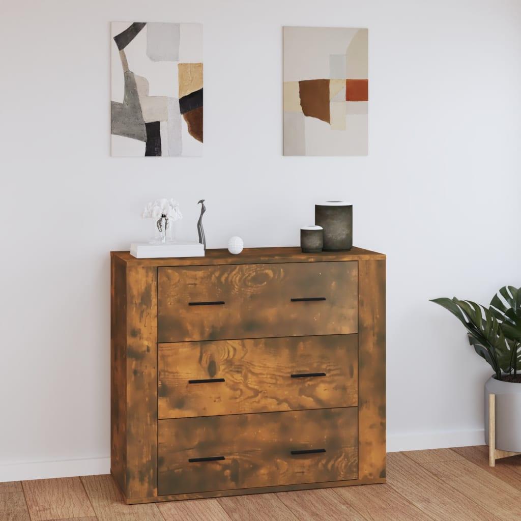 Skænk i konstrueret træ 80×33×70 cm - røget egetræsfarve
