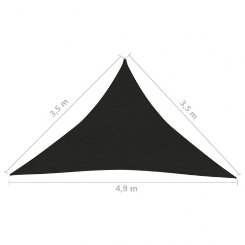 Solsejl 160 g/m² - trekant 3,5 × 3,5 × 4,9 m, sort HDPE