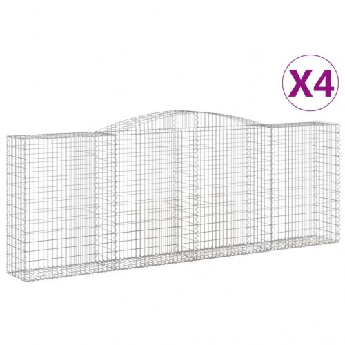 Buede gabionkurve - 4 stk. 400 × 50 × 140/160 cm i galvaniseret jern