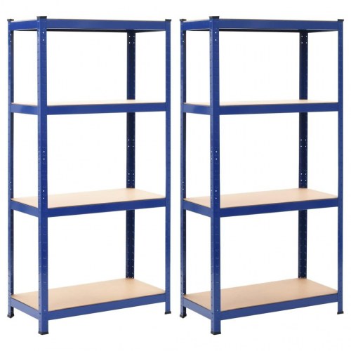 Opbevaringsreoler 2 stk. 80x40x160 cm stål og MDF blå