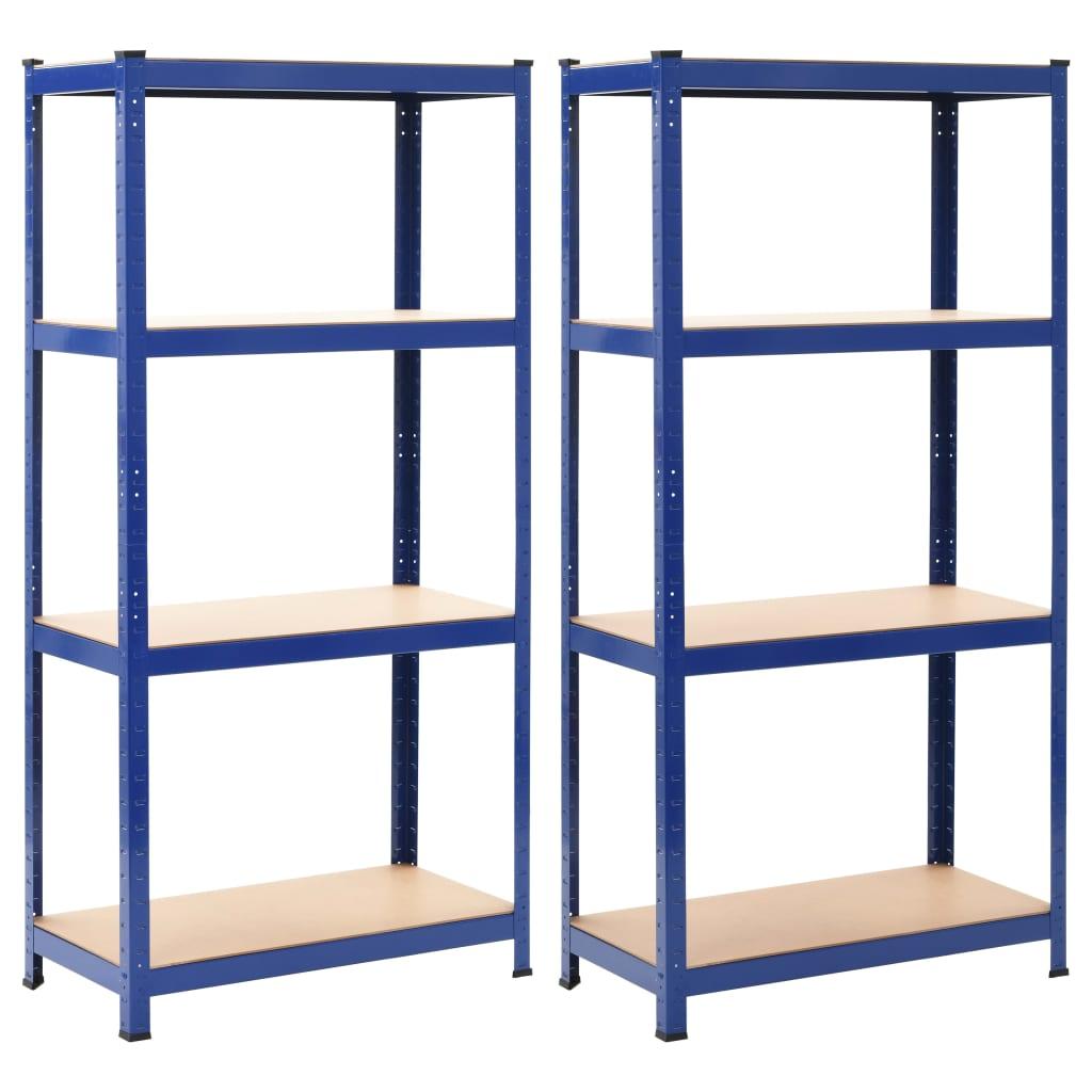 Opbevaringsreoler 2 stk. 80x40x160 cm stål og MDF blå