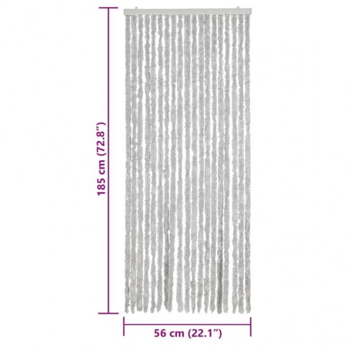 Flueforhæng 56 × 185 cm i chenille - grå dørgardin mod insekter